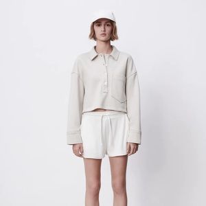 Zara Cropped Off-White Sweater w Pocket